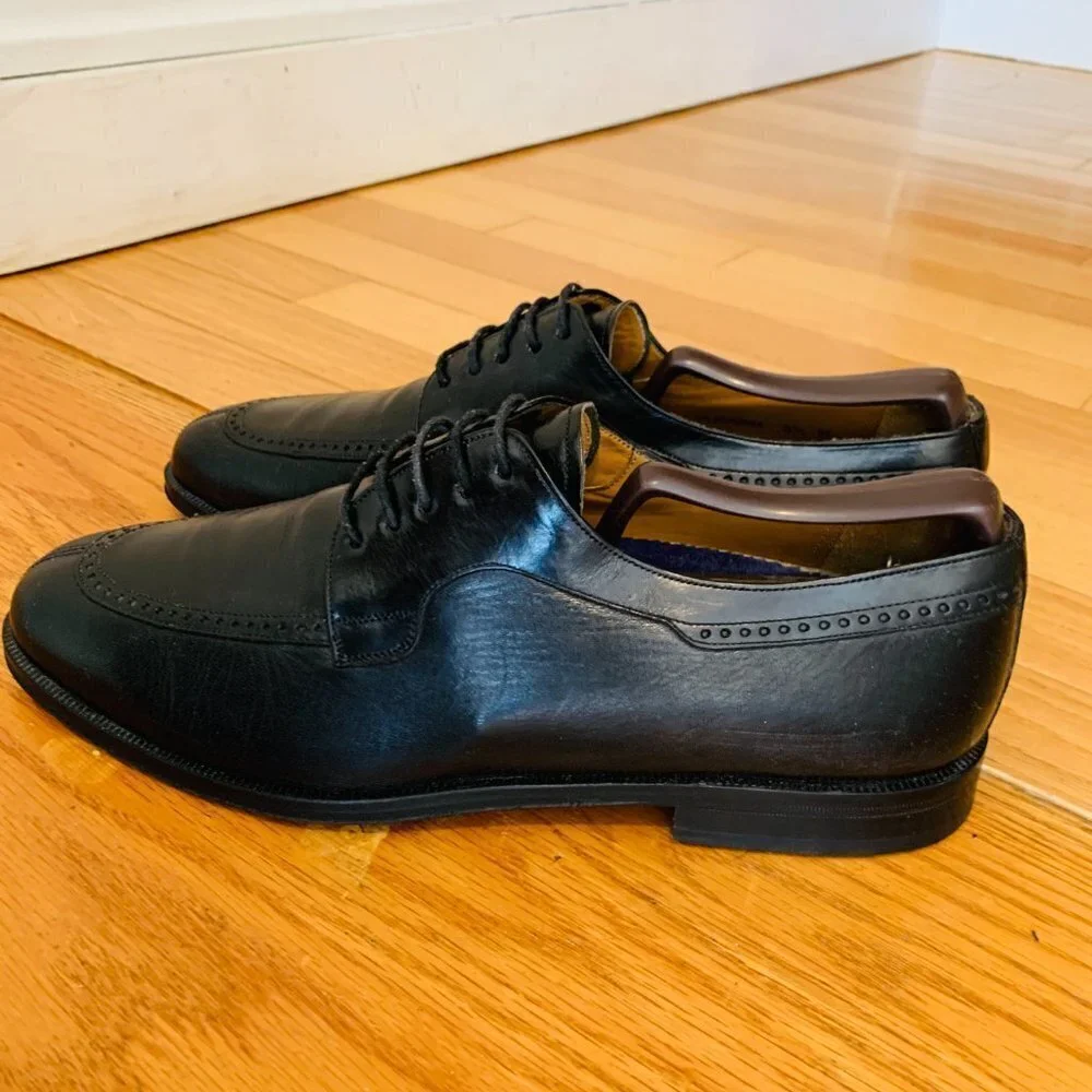 Mezlan Split-Toe Oxford Dress Shoes Black Men Size 8.5 M Made In Italy